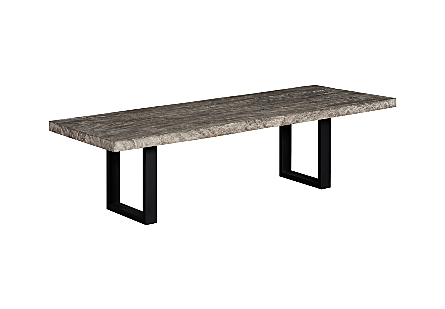 Origins Dining Table Straight Edge, Gray Stone, Satin Black Legs