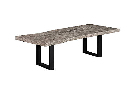 Origins Dining Table Straight Edge, Gray Stone, Satin Black Legs