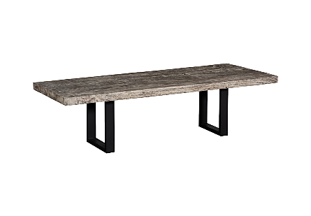 Origins Dining Table Straight Edge, Gray Stone, Satin Black Legs