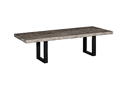 Origins Dining Table Straight Edge, Gray Stone, Satin Black Legs