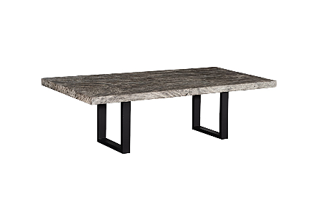 Origins Dining Table Straight Edge, Gray Stone, Satin Black Legs