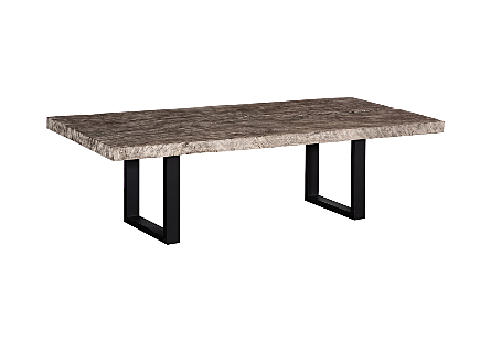 Origins Dining Table Straight Edge, Gray Stone, Satin Black Legs