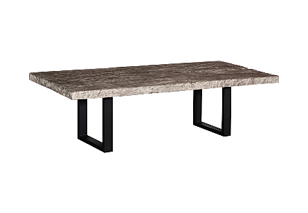 Origins Dining Table Straight Edge, Gray Stone, Satin Black Legs