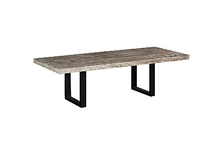 Origins Dining Table Straight Edge, Gray Stone, Satin Black Legs