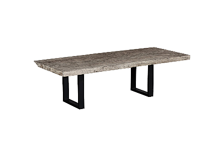 Origins Dining Table Straight Edge, Gray Stone, Satin Black Legs