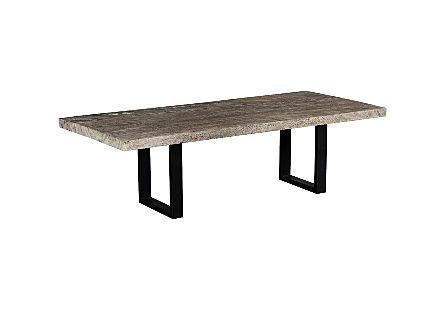 Origins Dining Table Straight Edge, Gray Stone, Satin Black Legs