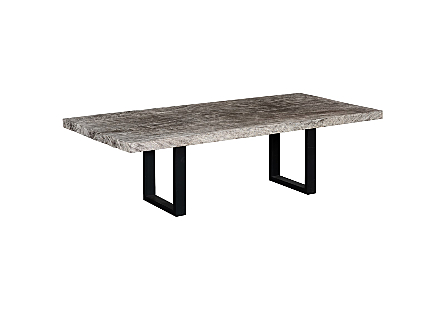 Origins Dining Table Straight Edge, Gray Stone, Satin Black Legs