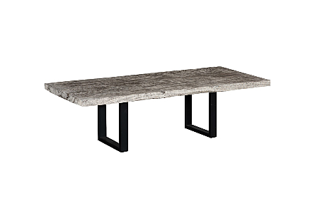 Origins Dining Table Straight Edge, Gray Stone, Satin Black Legs