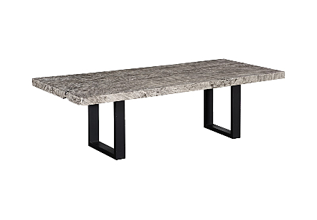 Origins Dining Table Straight Edge, Gray Stone, Satin Black Legs