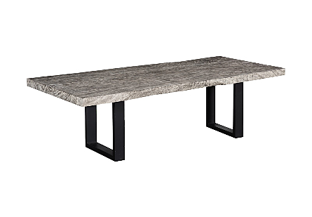 Origins Dining Table Straight Edge, Gray Stone, Satin Black Legs