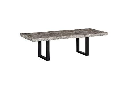 Origins Dining Table Straight Edge, Gray Stone, Satin Black Legs