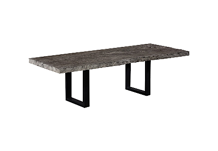 Origins Dining Table Straight Edge, Gray Stone, Satin Black Legs