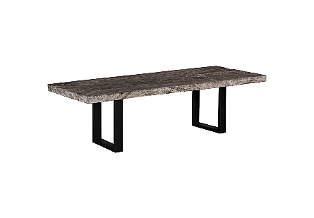 Origins Dining Table Straight Edge, Gray Stone, Satin Black Legs