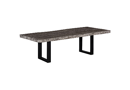 Origins Dining Table Straight Edge, Gray Stone, Satin Black Legs