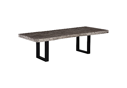 Origins Dining Table Straight Edge, Gray Stone, Satin Black Legs