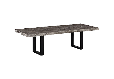 Origins Dining Table Straight Edge, Gray Stone, Satin Black Legs