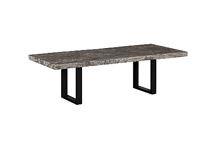 Origins Dining Table Straight Edge, Gray Stone, Satin Black Legs