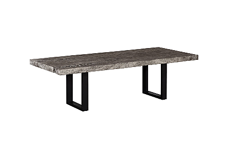 Origins Dining Table Straight Edge, Gray Stone, Satin Black Legs