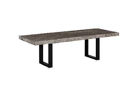 Origins Dining Table Straight Edge, Gray Stone, Satin Black Legs