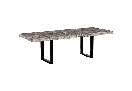 Origins Dining Table Straight Edge, Gray Stone, Satin Black Legs