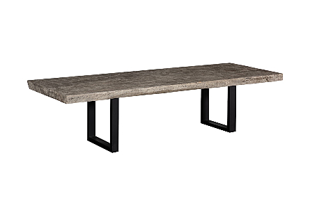 Origins Dining Table Straight Edge, Gray Stone, Black Satin Legs