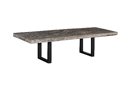 Origins Dining Table Straight Edge, Gray Stone, Satin Black Legs