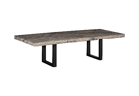 Origins Dining Table Straight Edge, Gray Stone, Satin Black Legs