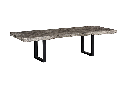 Origins Dining Table Straight Edge, Gray Stone, Satin Black Legs