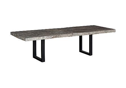 Origins Dining Table Straight Edge, Gray Stone, Satin Black Legs