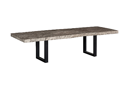 Origins Dining Table Straight Edge, Gray Stone, Satin Black Legs