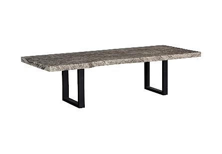 Origins Dining Table Straight Edge, Gray Stone, Satin Black Legs