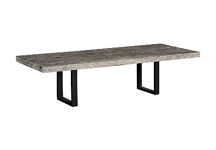 Origins Dining Table Straight Edge, Gray Stone, Satin Black Legs