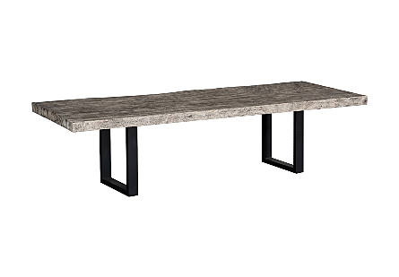 Origins Dining Table Straight Edge, Gray Stone, Satin Black Legs