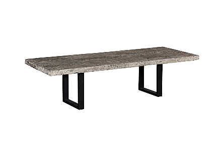 Origins Dining Table Straight Edge, Gray Stone, Satin Black Legs