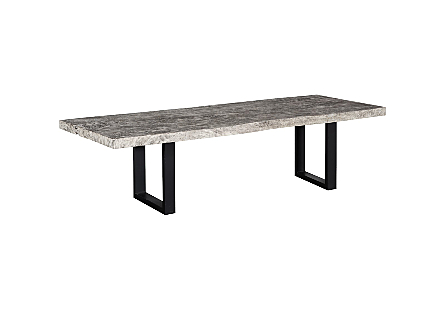 Origins Dining Table Straight Edge, Gray Stone, Satin Black Legs