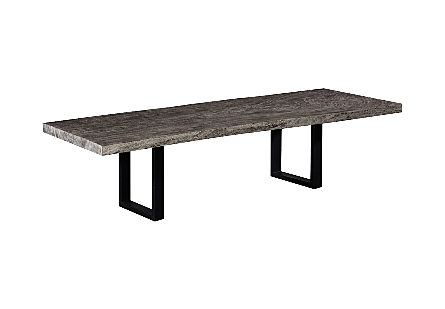 Origins Dining Table Straight Edge, Gray Stone, Satin Black Legs