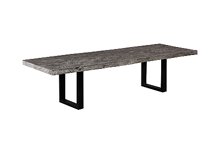 Origins Dining Table Straight Edge, Gray Stone, Satin Black Legs