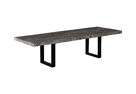 Origins Dining Table Straight Edge, Gray Stone, Satin Black Legs