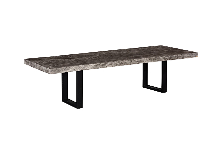 Origins Dining Table Straight Edge, Gray Stone, Satin Black Legs