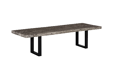 Origins Dining Table Straight Edge, Gray Stone, Satin Black Legs