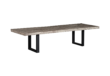 Origins Dining Table Straight Edge, Gray Stone, Satin Black Legs