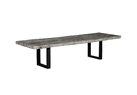 Origins Dining Table Straight Edge, Gray Stone, Satin Black Legs