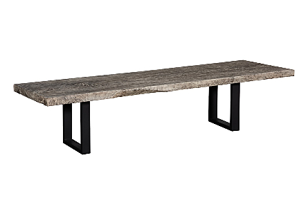 Origins Dining Table Straight Edge, Gray Stone, Satin Black Legs