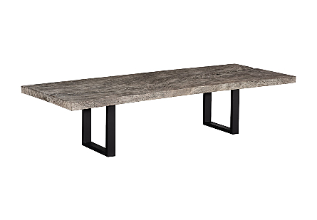 Origins Dining Table Straight Edge, Gray Stone, Satin Black Legs