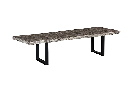 Origins Dining Table Straight Edge, Gray Stone, Satin Black Legs