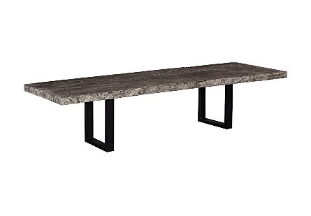 Origins Dining Table Straight Edge, Gray Stone, Satin Black Legs