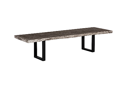 Origins Dining Table  Straight Edge, Gray Stone, Satin Black Legs