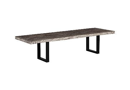 Origins Dining Table , Gray Stone   Straight Edge, Gray Stone, Satin Black Legs