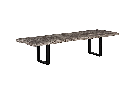 Origins Dining Table , Gray Stone  Straight Edge, Gray Stone, Satin Black Legs