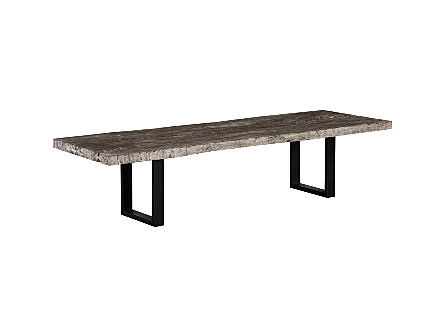 Origins Dining Table , Gray Stone   Straight Edge, Gray Stone, Satin Black Legs